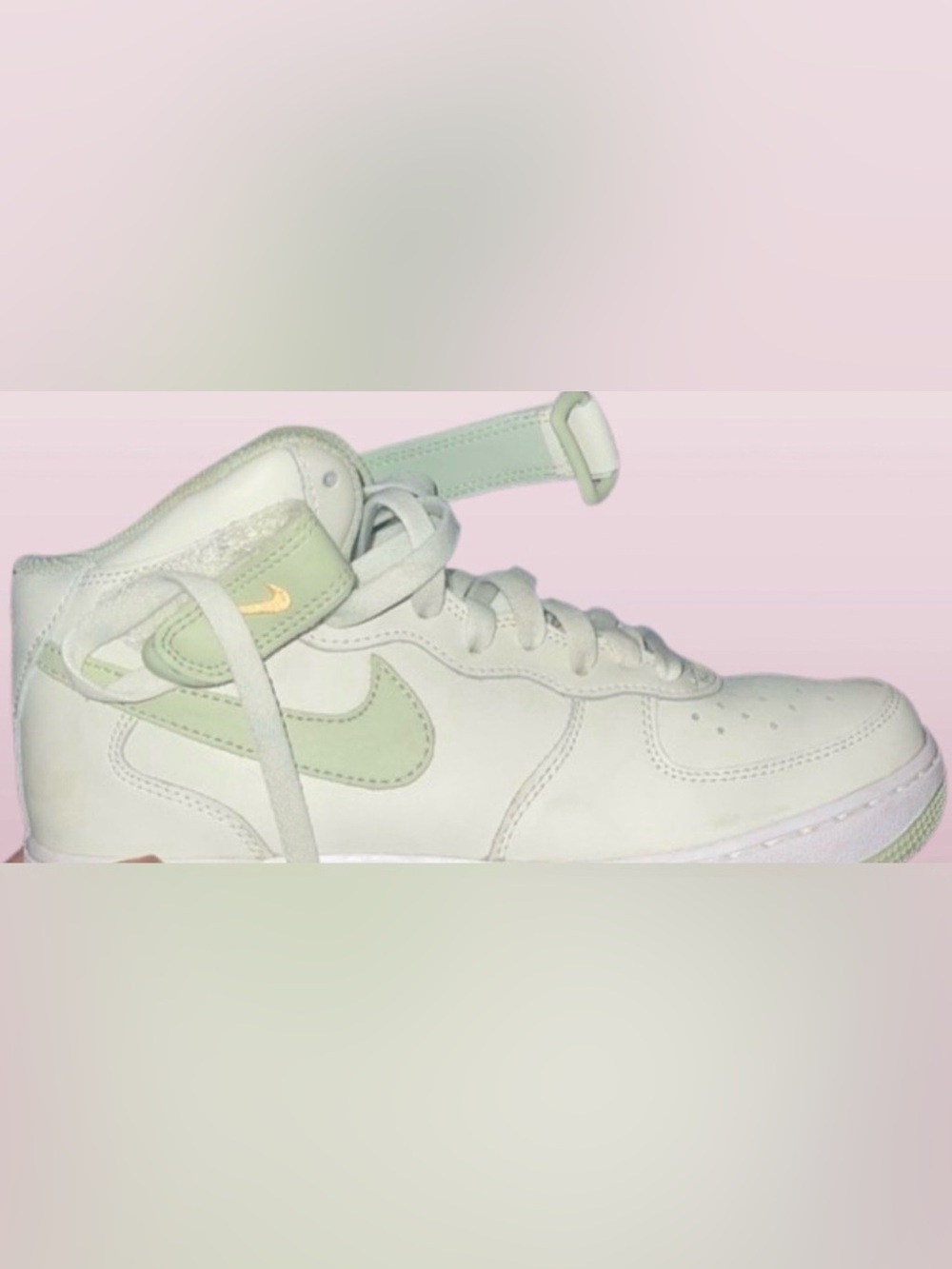 Nike Kids White and Mint Green High-Top Sneakers
